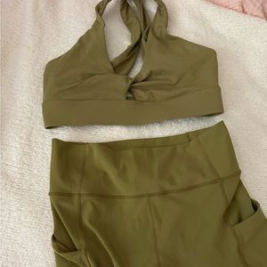 Fabletics | Olive green workout set | both size M